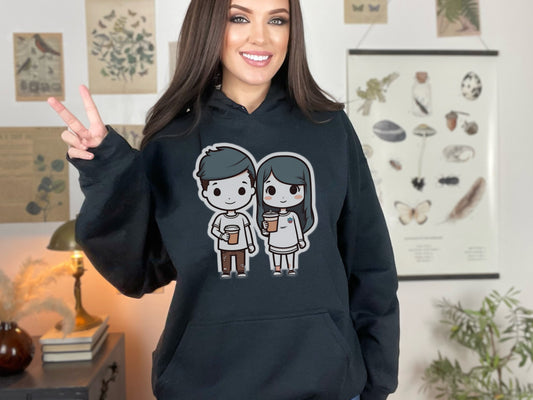 SHARING A BREW WITH MY BOO! CUTE COUPLE HOODIE FOR THE COFFEE LOVERS
