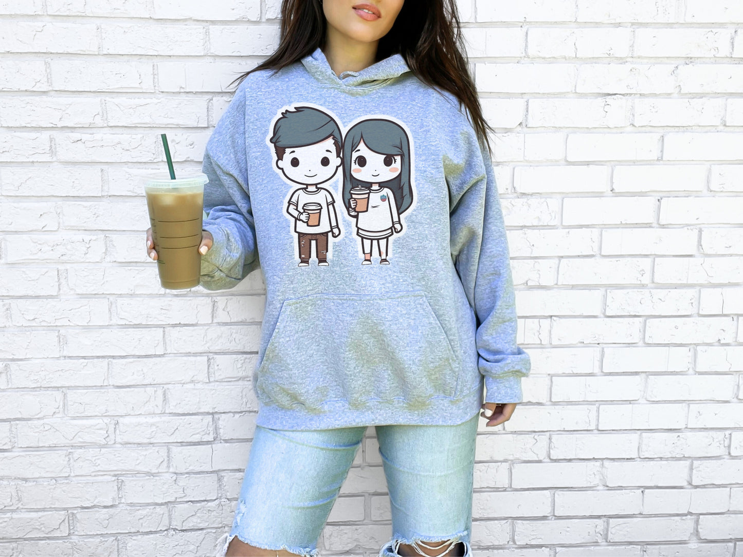 SHARING A BREW WITH MY BOO! CUTE COUPLE HOODIE FOR THE COFFEE LOVERS
