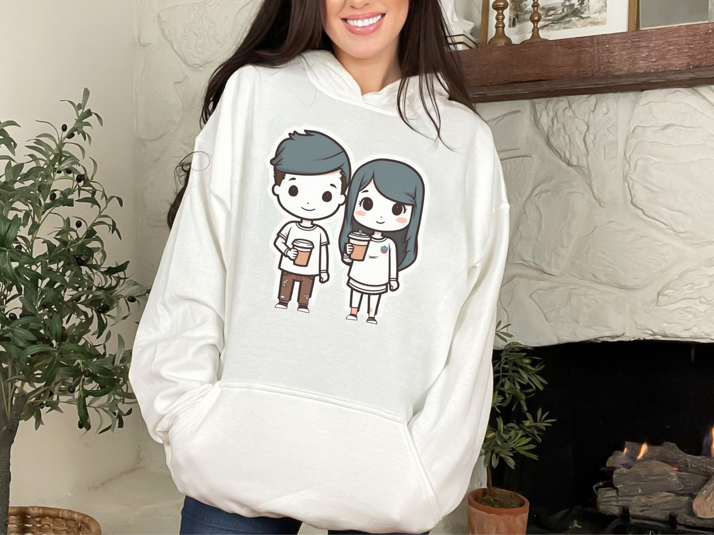 SHARING A BREW WITH MY BOO! CUTE COUPLE HOODIE FOR THE COFFEE LOVERS