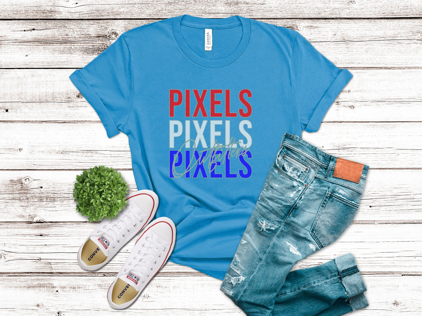 RED WHITE & BLUE PIXELS OUTFITTERS