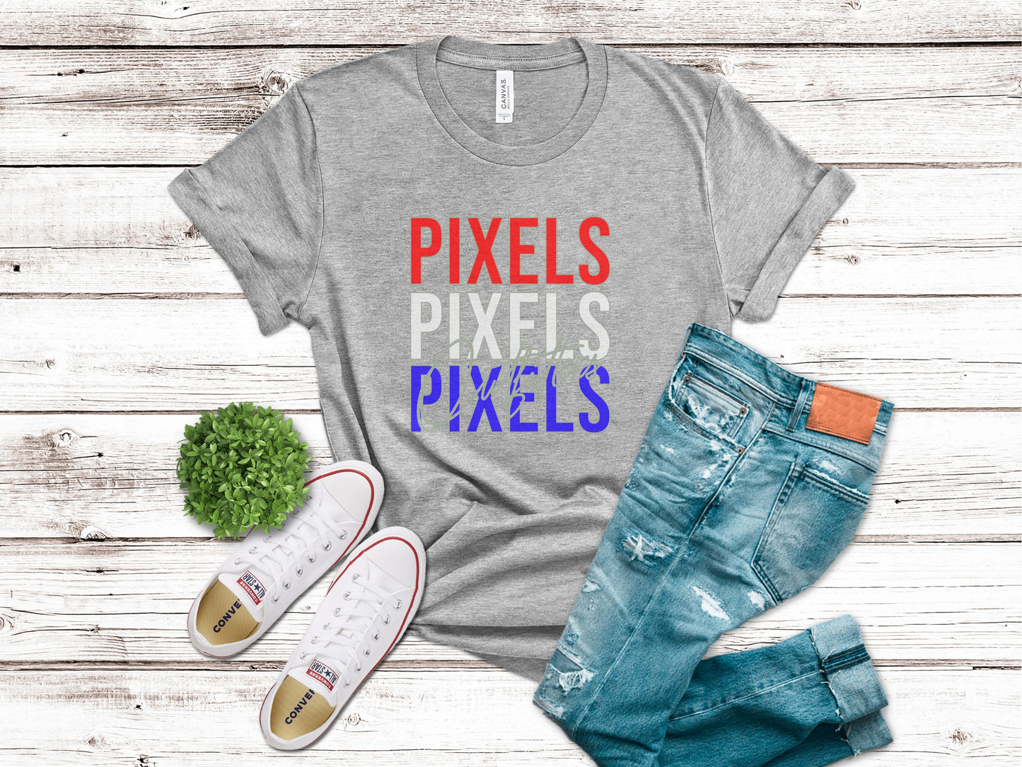 RED WHITE & BLUE PIXELS OUTFITTERS