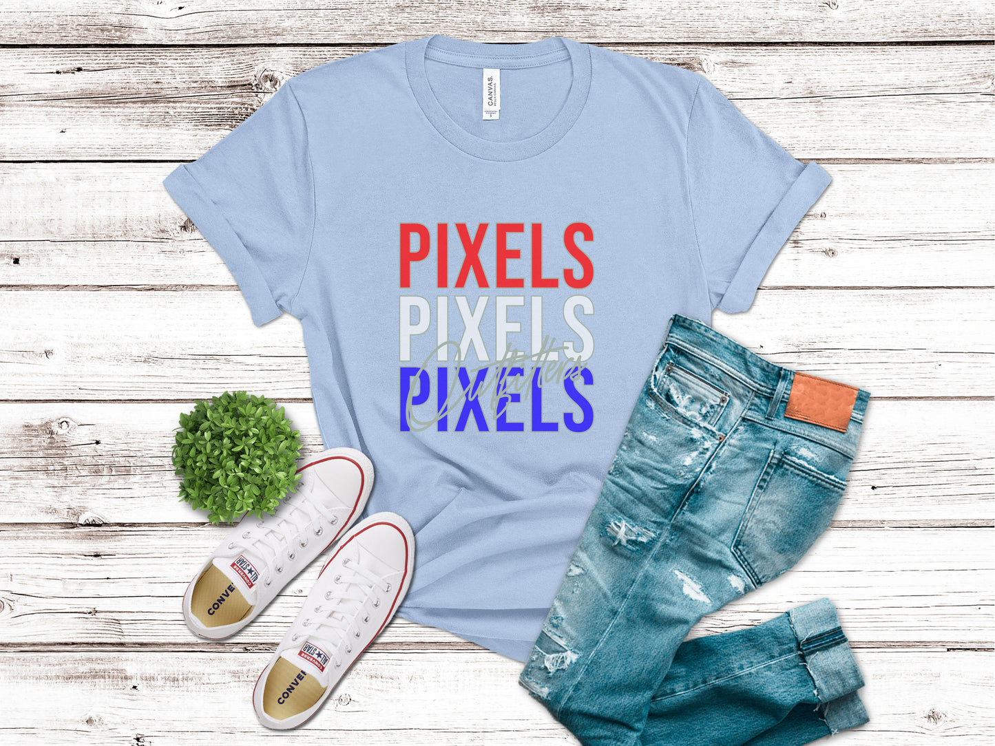 RED WHITE & BLUE PIXELS OUTFITTERS