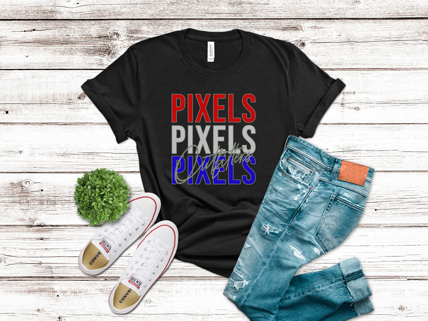 RED WHITE & BLUE PIXELS OUTFITTERS