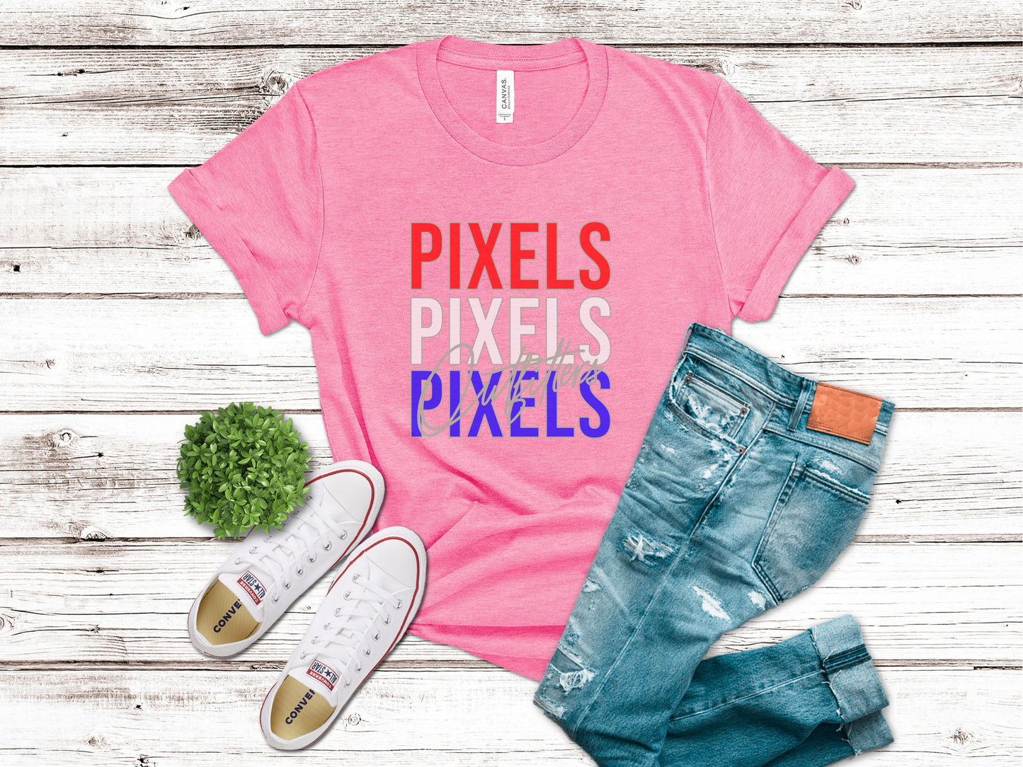 RED WHITE & BLUE PIXELS OUTFITTERS