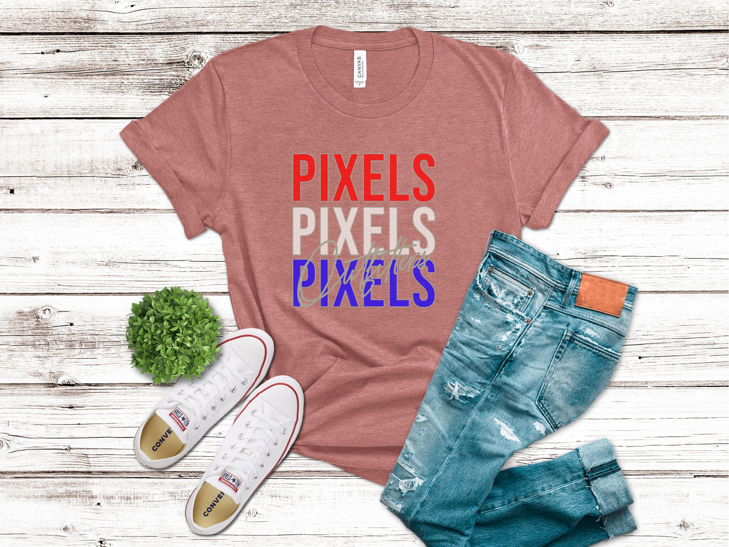 RED WHITE & BLUE PIXELS OUTFITTERS